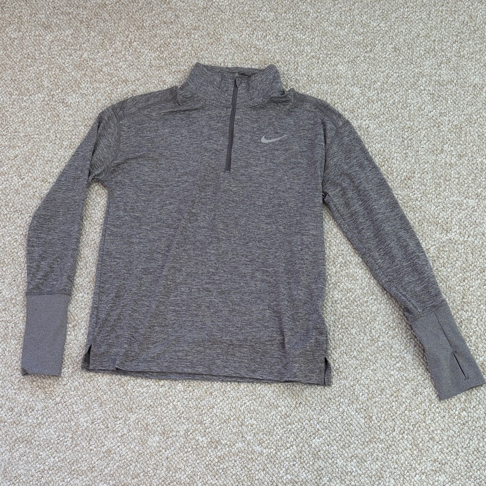 Nike Heather Gray Heathered Quarter-Zip Pullover